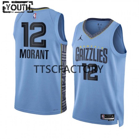 NBA Børn Trøje Memphis Grizzlies Ja Morant 12 Jordan 2022-23 Statement Edition Blå Swingman NBA Børn Trøje Memphis Grizzlies Ja Morant 12 Jordan 2022-23 Statement Edition Blå Swingman